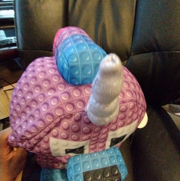 ✓Nanco International Purple Blue Pixel Block Narwhal Whale Unicorn Plush Toy 14" - Picture 5 of 16